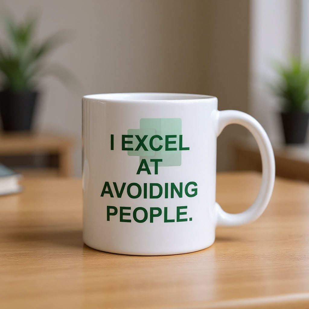 I Excel at Avoiding People — Funny Office Coffee Cup